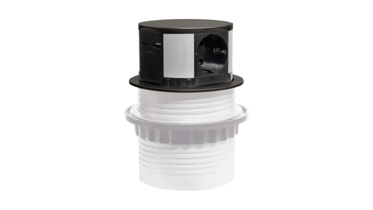 Gniazdo meblowe do zabudowy 3 złącza wtyczkowe schuko 1xUSB A 1xUSB C GMZ-5AO W-72014