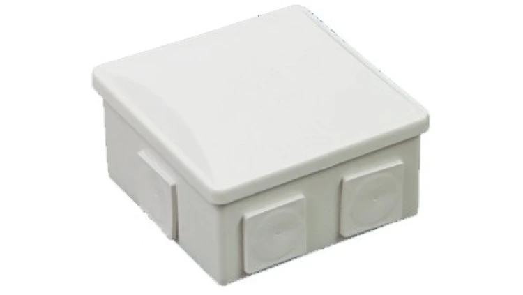 Puszka n/t hermetyczna 80x80x40 klik 6 dławików(kwadrat) IP44 biała S-BOX 036B