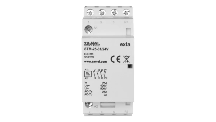 Stycznik modułowy instalacyjny 25A 3Z+1R 24V AC/DC typ: STM-25-31/24V EXT10000293