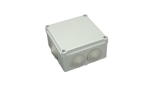 Puszka n/t hermetyczna 100x100x50 6 dławików IP65 szara S-BOX 106