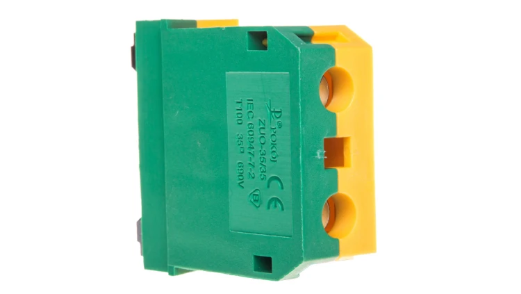 Złączka szynowa 2-przewodowa 35mm2 żółto-zielona ZUO 35/35 R33RA-01020100601