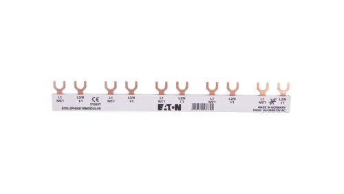 Szyna łączeniowa 2P 63A 10mm2 widełkowa (10mod.+styk pomocniczy) EVG-2PHAS/10MODUL/HI 215657