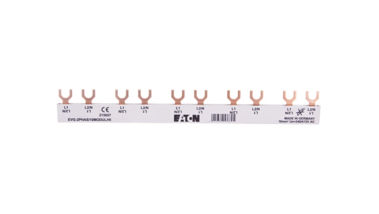 Szyna łączeniowa 2P 63A 10mm2 widełkowa (10mod.+styk pomocniczy) EVG-2PHAS/10MODUL/HI 215657