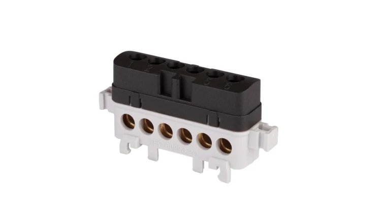 Listwa przyłączeniowa izolowana LPI-6s 6-otworów 76A IP20 czarna A18-0038