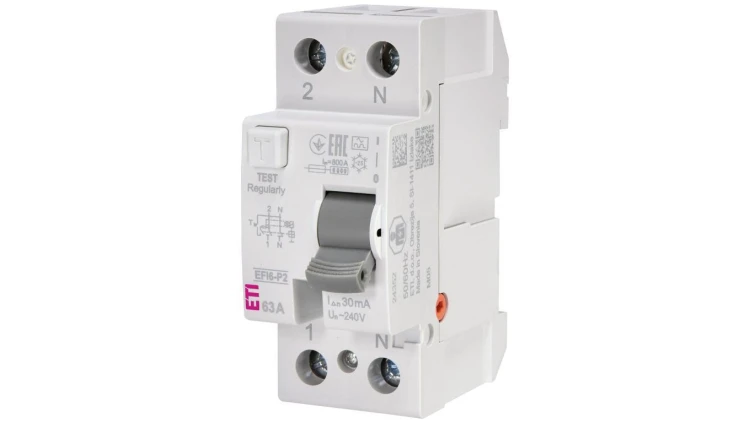 Wyłącznik różnicowoprądowy 2P 63A 0,03A typ A 6kA EFI6-P2 A 63/0.03 002061263