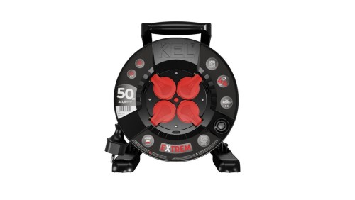 Przedłużacz bębnowy EXTREME LINE 4 gniazda z/u IP44 16A H05RR-F 3x1,5 50m czarny W-100032