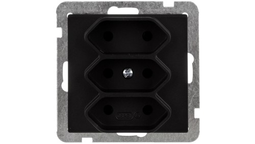 SONATA Gniazdo potrójne b/u 2,5A EURO czarny metalik GP-3R/m/33