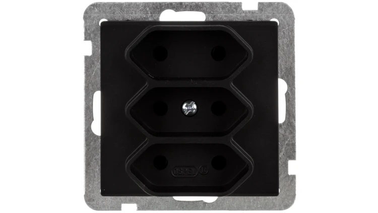 SONATA Gniazdo potrójne b/u 2,5A EURO czarny metalik GP-3R/m/33