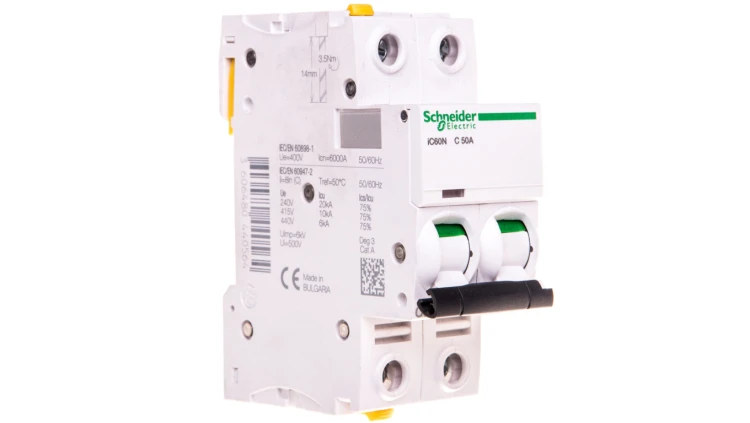 Wyłącznik nadprądowy 2P C 50A 6kA AC iC60N-C50-2 Acti9 A9F04250
