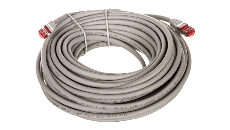 Kabel krosowy patchcord S/FTP (PiMF) kat.6 LSZH szary 15m 50892