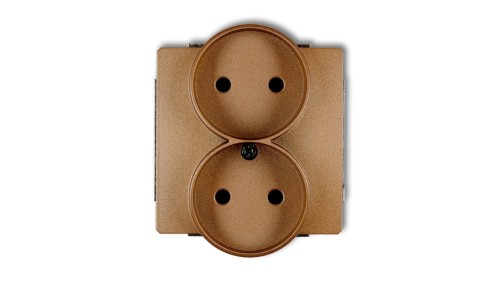DECO Gniazdo podwójne b/u złoty metalik 8DGPR-2p