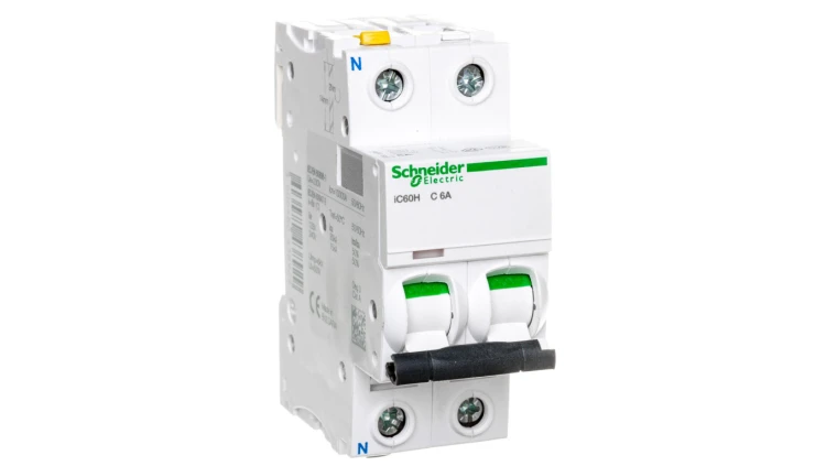 Wyłącznik nadprądowy 1P+N C 6A 10kA AC iC60H-C6-1N Acti9 A9F07606