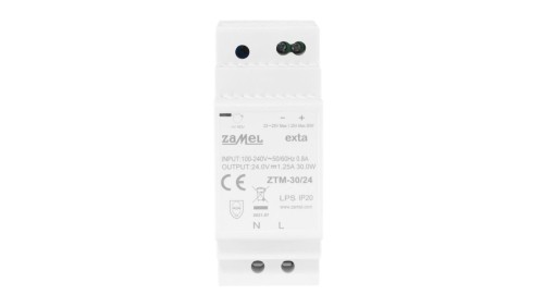 Zasilacz impulsowy montowany na szynie TH-35 (DIN) 30W 24V DC typ: ZTM-30/24 EXT10000282