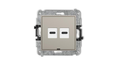 MINI Mechanizm ładowarki USB podwójnej 2xUSB C, 20W max., bez pola opisowego taupe 60MCUSBBO-7