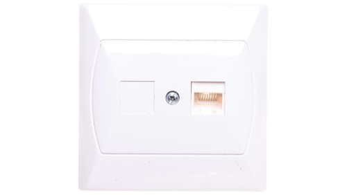 AKCENT Gniazdo komputerowe pojedyncze RJ45 kat.5e FOREX białe GPK-1A/F/00