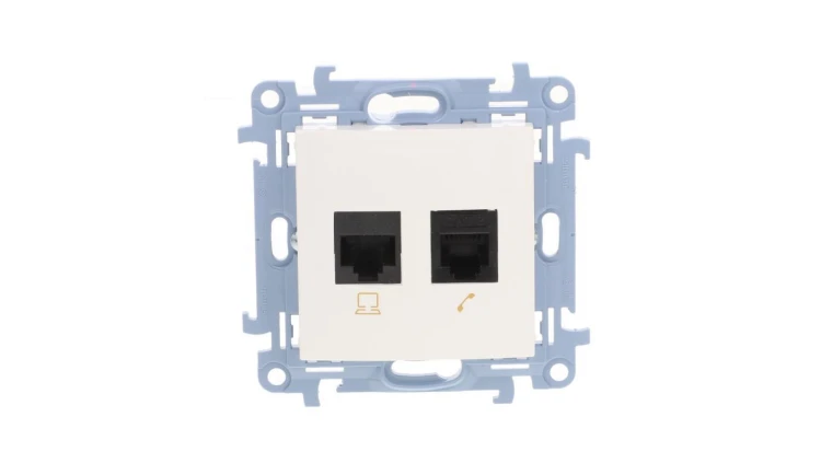 Simon 10 Gniazdo RJ45 kat 6 + gniazdo telefoniczne RJ11 białe C6T.01/11