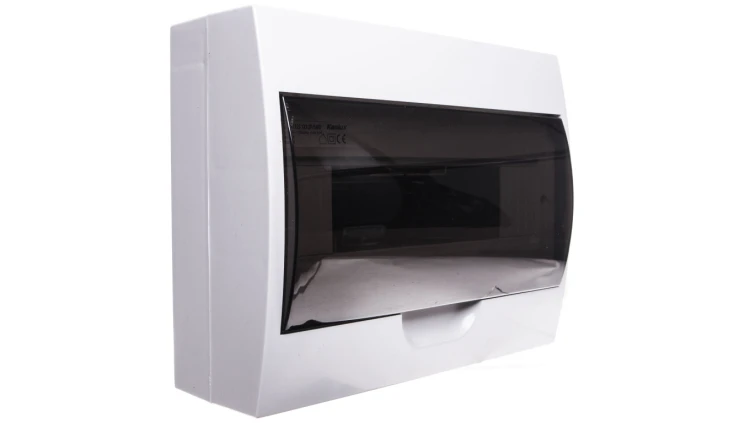 Rozdzielnica modułowa tworzywo 1x12 natynkowa IP40 IK06 N+PE II klasa drzwi transparentne szare DB112S 1X12P/SMD biały 3833