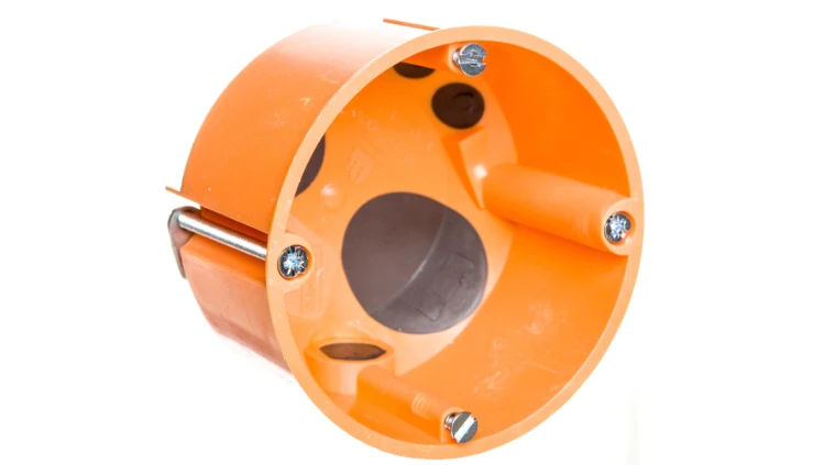 Puszka do pustych ścian fi 60mm z membranami przebiciowymi płytka E2700 pomarańczowa wiatroszczelna 83191088