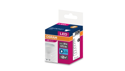 Żarówka LED VALUE 80 GU10 6,9W 620lm 6500K 865 (120 stopni) 3 LATA GWARANCJI 4058075096745
