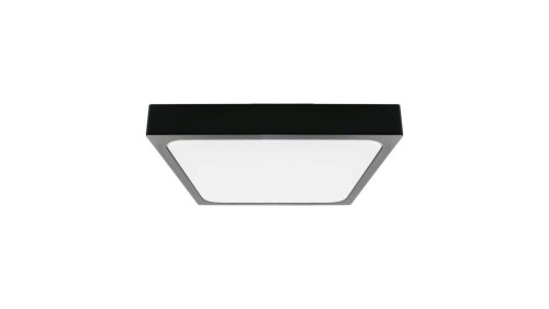 Plafoniera LED 24W 2400lm 4000K IP44 Kwadrat Mleczny Czarna Ramka z mikrofalowym czujnikiem ruchu 7673