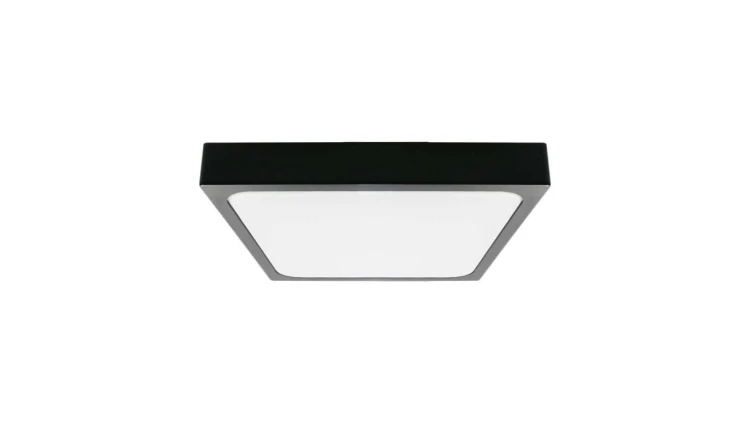 Plafoniera LED 24W 2400lm 4000K IP44 Kwadrat Mleczny Czarna Ramka z mikrofalowym czujnikiem ruchu 7673