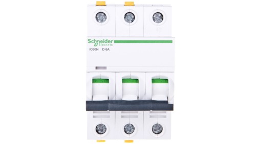 Wyłącznik nadprądowy 3P D 6A 6kA AC iC60N-D6-3 Acti9 A9F05306