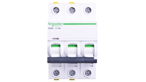 Wyłącznik nadprądowy 3P D 10A 6kA AC iC60N-D10-3 Acti9 A9F05310