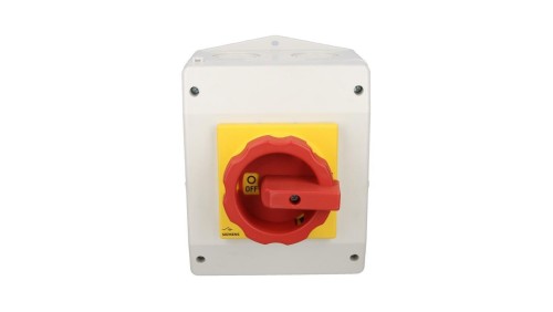 Rozłącznik główny/awaryjny w obudowie 3P 63A 22kW AC23A 400V pokrętło żółto-czerwone 3LD2565-0TB53