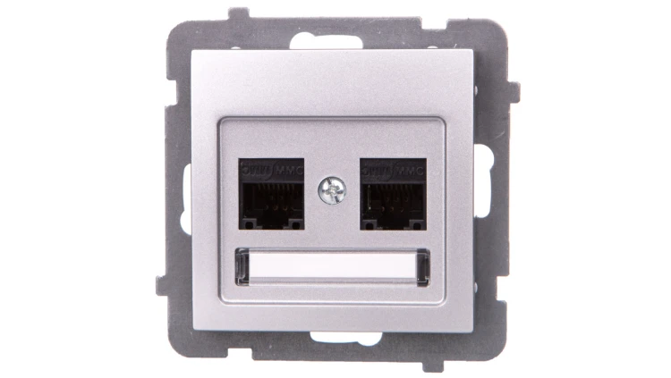 AS Gniazdo komputerowe podwójne RJ45 kat.5e MMC srebro GPK-2G/K/m/18