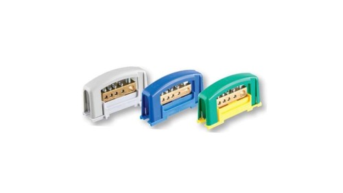 Zacisk ochronny 1x35, 4x16 niebieski z pokrywą na szynę TH35 E.4124P