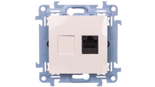 Simon 10 Gniazdo komputerowe pojedyncze RJ45 kat.6 kremowy C61.01/41