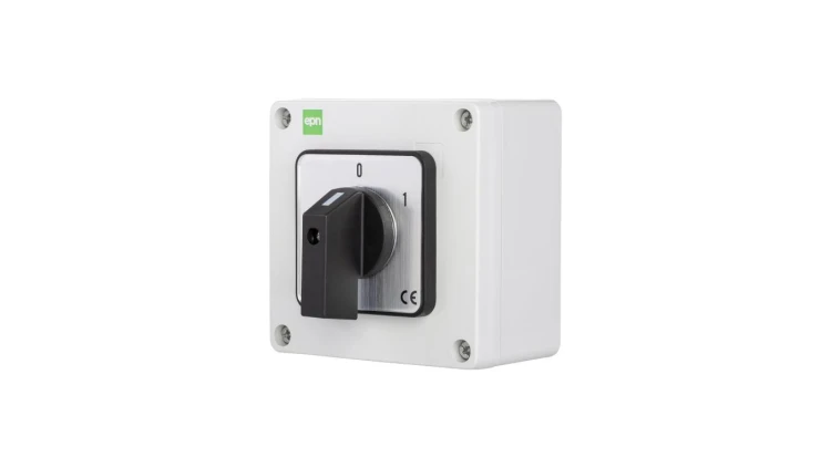 Łącznik krzywkowy 16A/3F 0-1 w obudowie IP65 szary 105x105x66 6160-00