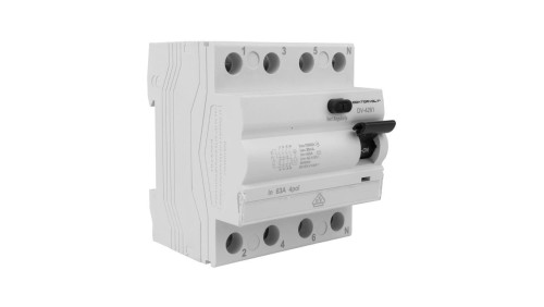 Wyłącznik różnicowoprądowy RCD 3-fazowy 63A 30mA typ A 4-biegunowy 4P (415V AC) 4-modułowy 10kA VDE Doktorvolt 120318385