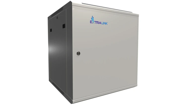 Szafa rack montowana na ścianie, drzwi blaszane pełne Extralink 12U 600x600 ASP Szara