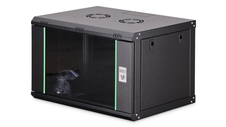 Szafa sieciowa wisząca Dynamic 19 7U rack 600x450, drzwi szyba, czarny, niezłożona, 60kg DN-37101