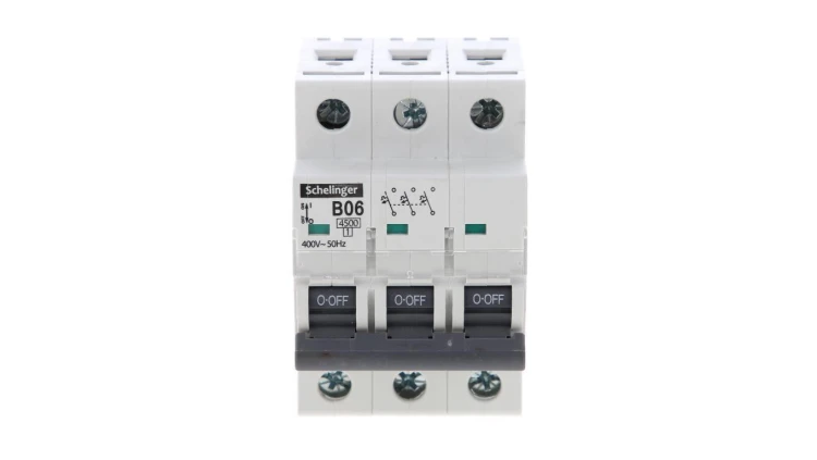 Wyłącznik nadprądowy 3P B 6A 4,5kA AC SCHELINGER A02-G7-3P-B06