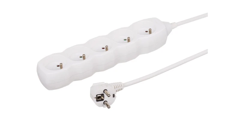 Przedłużacz 5-gniazdowy, 3m biały, 3x1,0mm OWY 34530