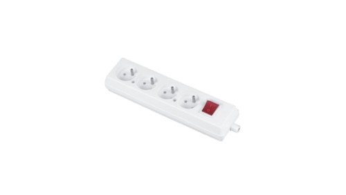 Gniazdo przenośne czterokrotne 16A 2P+Z 250V z wyłącznikiem białe GN-470WS