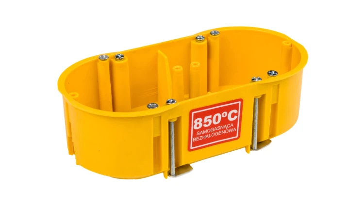 Puszka podtynkowa PK-2x60 podwójna 60mm regips samogasnąca żółta 0210-0N