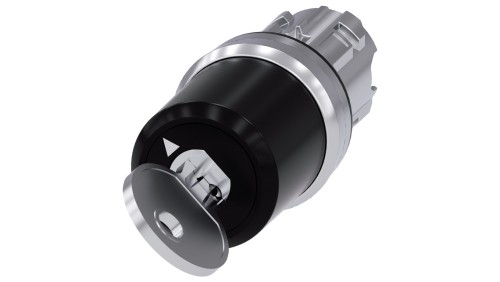 Przełącznik z kluczem Siemens 22mm okrągły metal błyszczący nr zamka SSG10 2 poz. O-I monost. kąt zał. 90st. 3SU1050-5BF11-0AA0