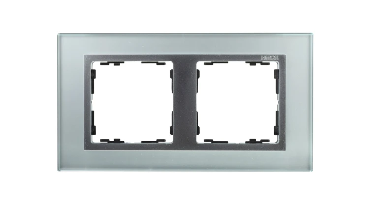 Simon 82 Ramka podwójna pozioma kamień srebro/ ramka pośrednia aluminium mat 82927-62