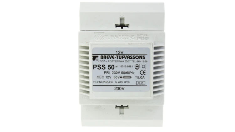 Transformator 1-fazowy modułowy bezpieczeństwa PSS 50 230/ 12V 4,0A, na szynę DIN, IP30, Ta 40, 16012-9981