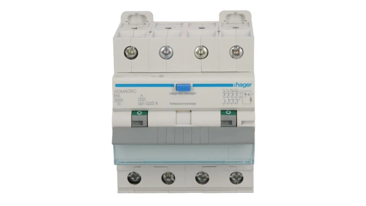 Wyłącznik różnicowo-nadprądowy RCBO 4P B6A 0,03A Typ A 6kA RCBO ADM406C