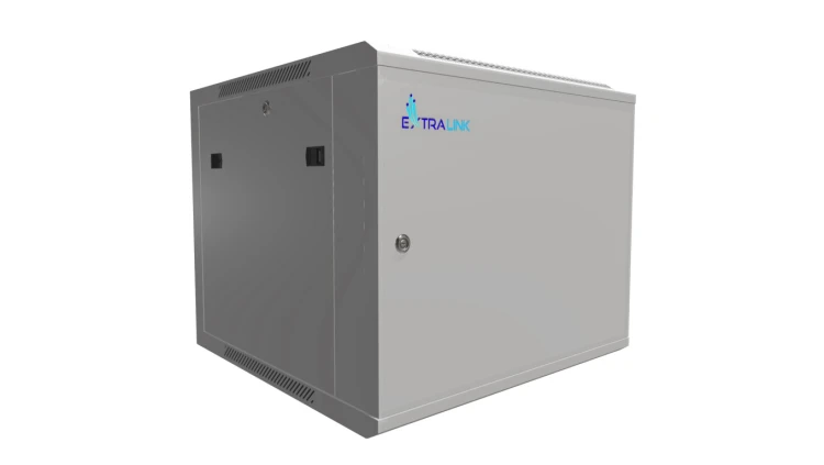 Szafa rack montowana na ścianie, drzwi blaszane pełne Extralink 9U 600x600 ASP Szara