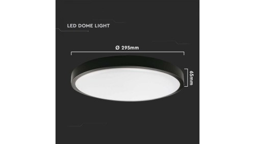 Plafoniera LED 24W 2400lm 4000K IP44 Okrągła fi295 Mleczny Czarna Ramka z mikrofalowym czujnikiem ruchu 7670