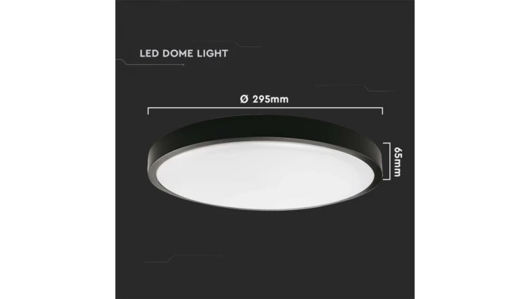 Plafoniera LED 24W 2400lm 4000K IP44 Okrągła fi295 Mleczny Czarna Ramka z mikrofalowym czujnikiem ruchu 7670