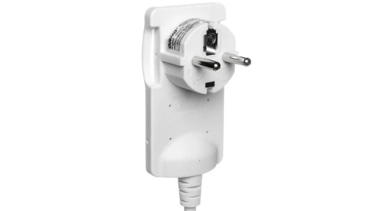Wtyczka płaska kątowa 2P 16A 250V z przewodem 1,5m, biała OR-AE-1312/W