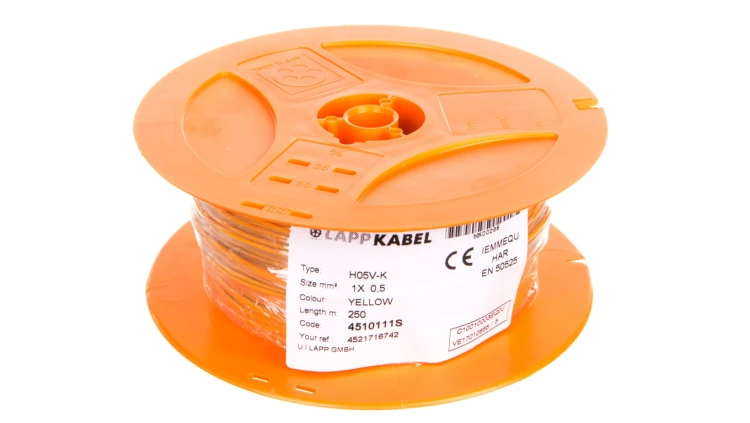 Przewód instalacyjny H05V-K 0,5 żółty 4510111S /250m/