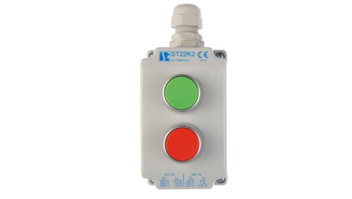 Kaseta sterownicza 2-otworowa z przyciskami zielony/czerwony IP65 ST22K2\01-1