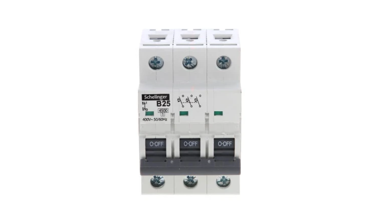 Wyłącznik nadprądowy 3P B 25A 4,5kA AC SCHELINGER A02-G7-3P-B25